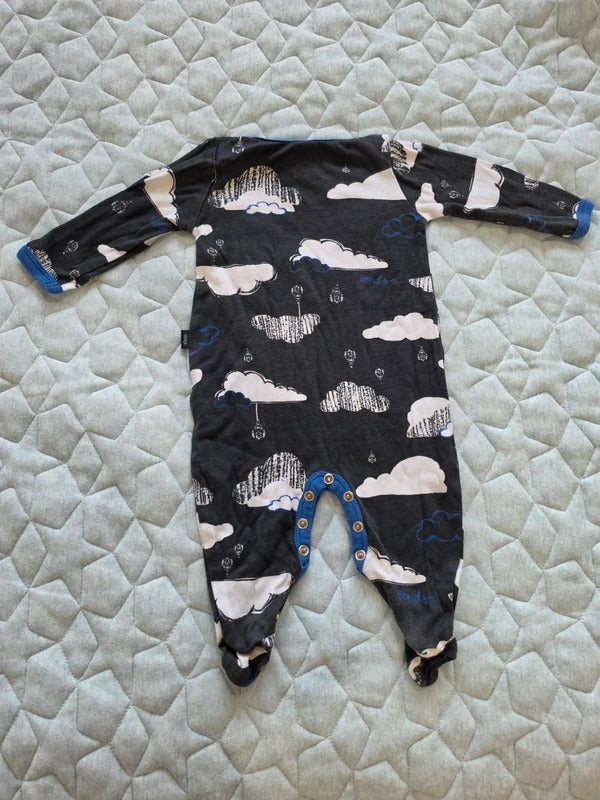 Bonds Wondersuit Size 00 Cloud Print Baby Romper Footed Sleepsuit