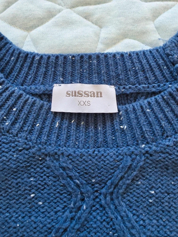 Sussan Navy Textured Knit Jumper Sweater XXS