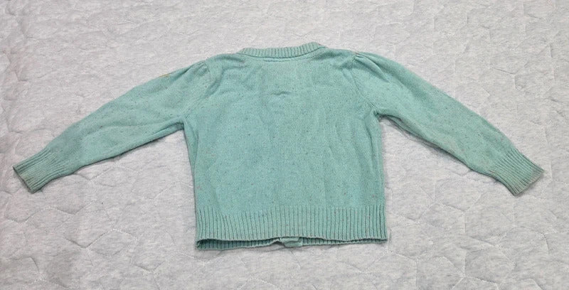 Girls Mint Green Knit Cardigan with Pink Buttons
