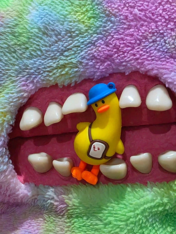 Cute Yellow Duck Figure Keychain Charm Mini Toy Backpack Bag Pendant Collectible