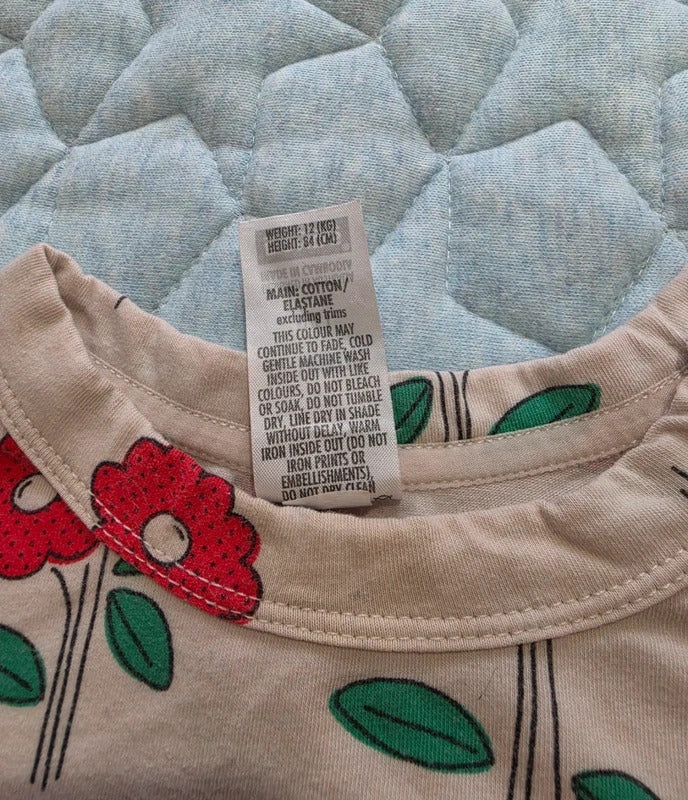 Bonds Floral Dress Romper Size 1 12–18 Months Pink Red Flowers