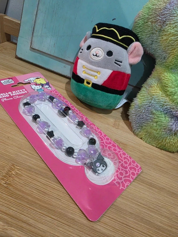 Hello Kitty Friends Kuromi Phone Charm Beaded Wrist Strap Sanrio New Sealed