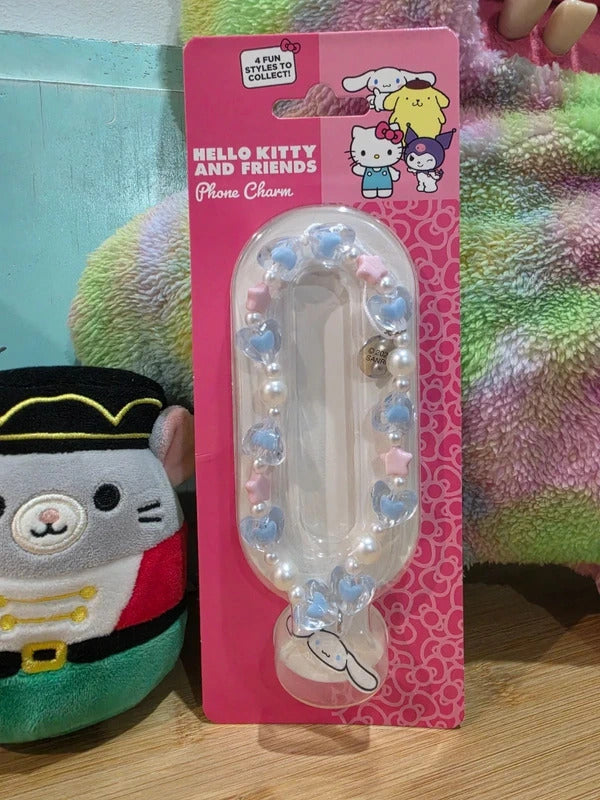 Cinnamoroll Phone Charm Beaded Wrist Strap Sanrio Blue Hearts