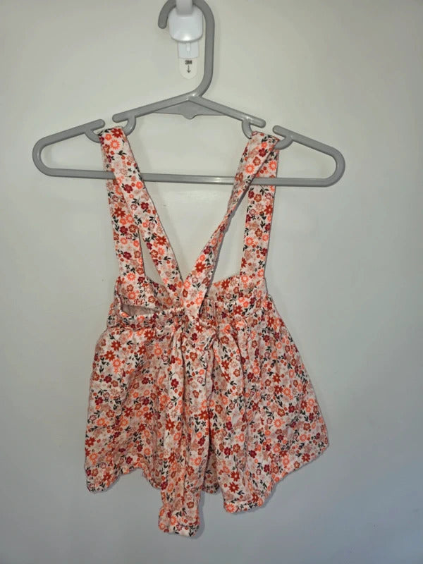 Cross-back pinafore baby floral skirt