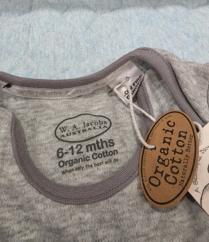 W.A. Jacobs Organic Cotton Baby Bodysuit 6–12 Months BNWT