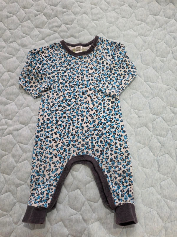 Bonds Stretchies Blue Leopard Print Wondersuit Romper Size 00 3–6 Months