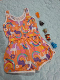 Mini Mango Unicorn Rainbow Playsuit Orange Size 4