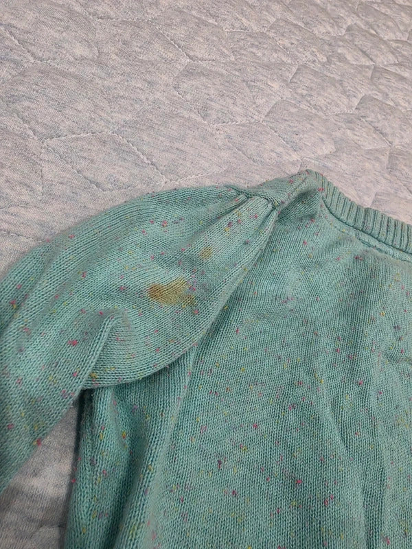 Girls Mint Green Knit Cardigan with Pink Buttons
