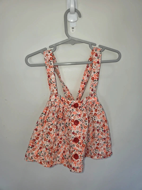 Cross-back pinafore baby floral skirt