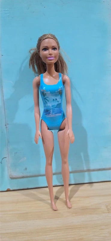 Mattel Barbie Fashion Doll Blue Tropical Swimsuit Beach Doll