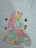 Girls Pastel Tie Dye Playsuit Romper Pink Blue Yellow Size 1