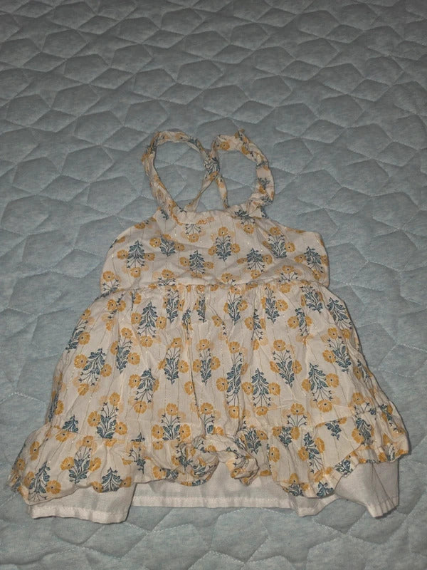 Rachel Zoe Floral Gold Stripe Dress Size 2 (24 Months)