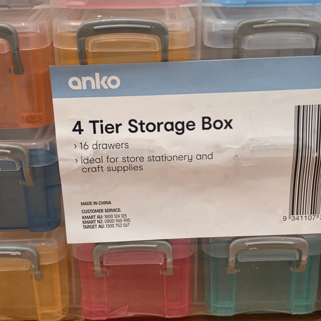 Anko 4 Tier Storage Box with 16 Multi-Colored Drawers