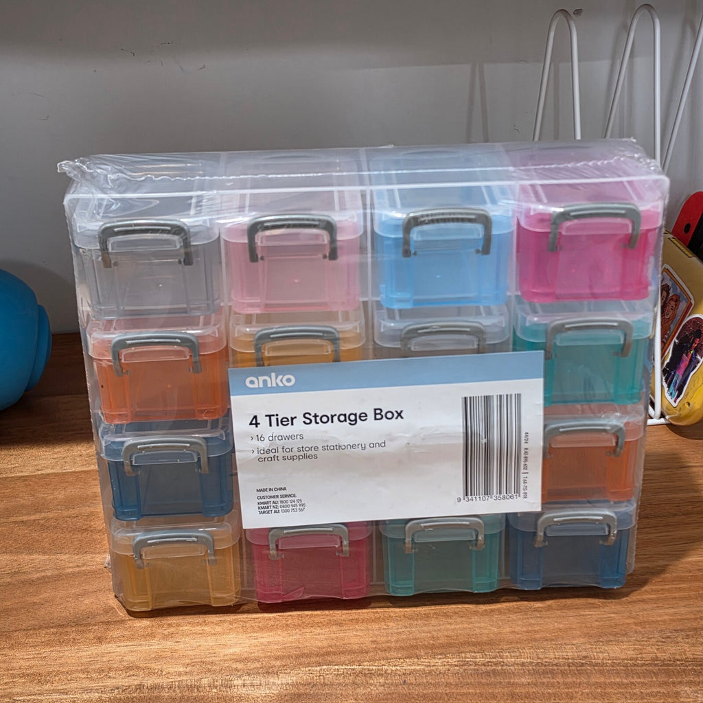 Anko 4 Tier Storage Box with 16 Multi-Colored Drawers