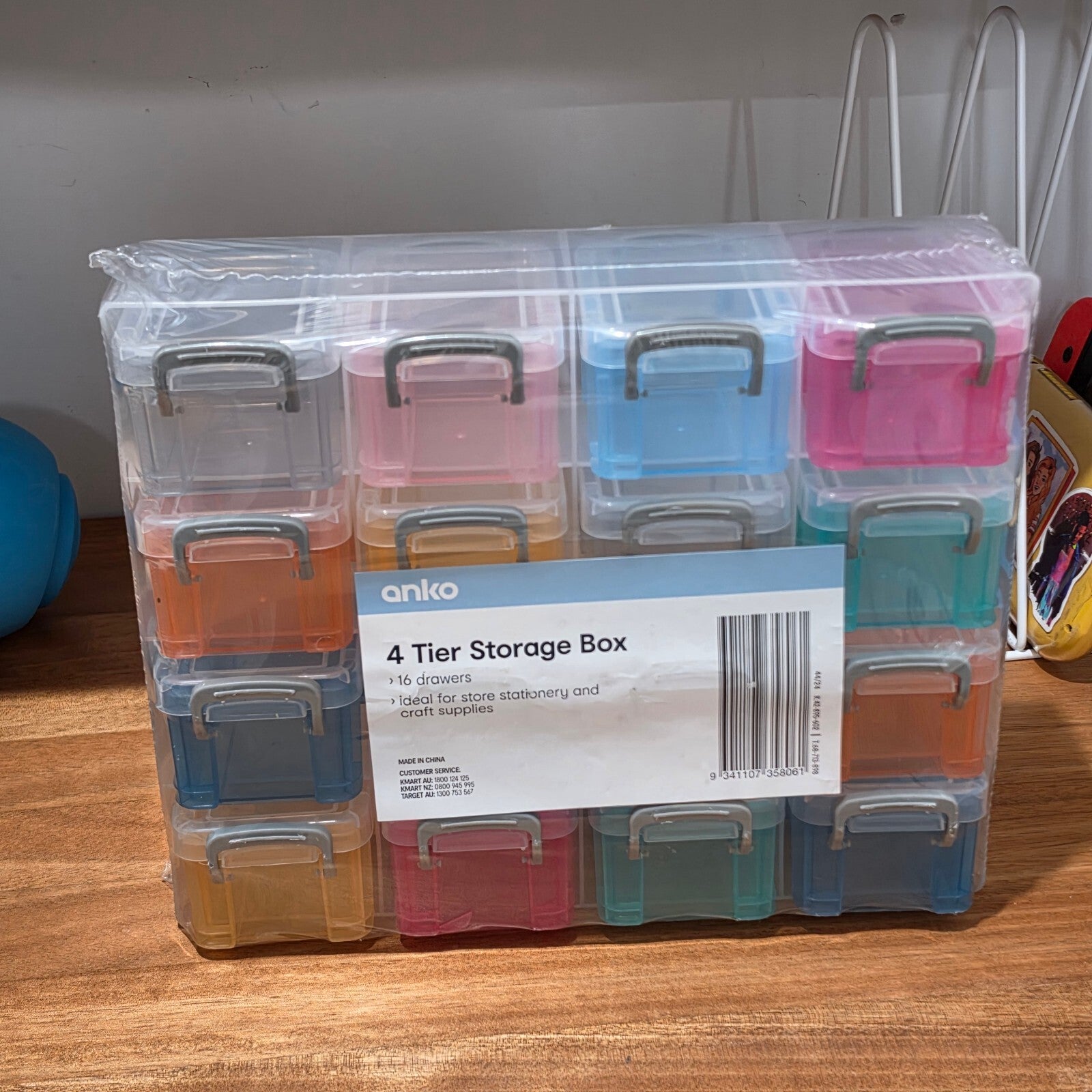 Anko 4 Tier Storage Box with 16 Multi-Colored Drawers