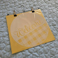 Round Welcome Sign Stencil with Checkerboard Pattern