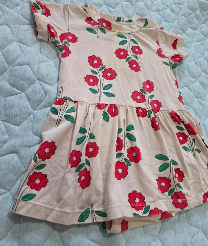 Bonds Floral Dress Romper Size 1 12–18 Months Pink Red Flowers