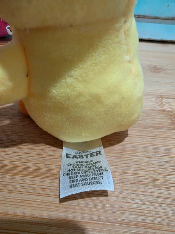 Happy Easter Yellow Chick Plush Soft Toy with Orange Ribbon