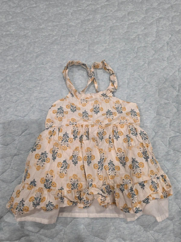 Rachel Zoe Floral Gold Stripe Dress Size 2 (24 Months)